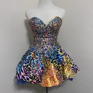 Jovani multi colored sequence dress sz4